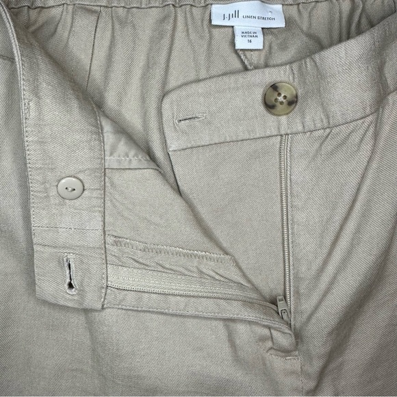 J Jill Womens Linen Stretch Cropped Pants Size‎ 16 Mid Rise Tan Beige - Picture 5 of 10